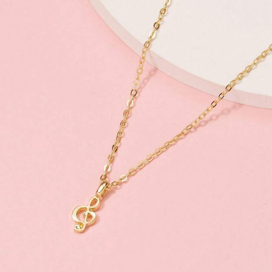 Music Note Charm Necklace - Multicolor - View 1