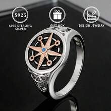 Anel Personalizado de Moda Minimalista de Prata 925 com Bússola para Mulheres - Prata - Visão 4