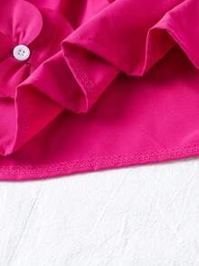 1pc Toddler Girls' Cute Flutter Sleeve Lightweight Summer Dress - Hot Pink - View 6