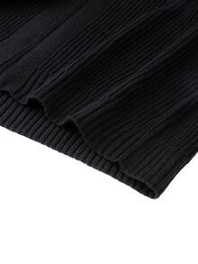 Men's Loose Solid Color Front Zipper Long Sleeve Casual Comfortable Thick Cardigan Sweater - Black - View 6