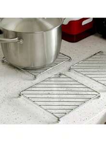 Stainless Steel 4-Leg Stand, Heat-Resistant Kitchen Table Mat, Insulation Pad, Stainless Steel Insulation Mat, Tabletop Heat-Proof Pad, Suitable For Restaurant, Kitchen, Baking - Multicolor - View 10