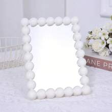 6-Inch Cute Plastic Mirror With Beaded Edge, Decorative Desktop Stand, Home Decor Accessory - Multicolor - View 10