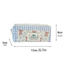 حقيبة قرطاسية مربعة الخطوط 1 قطعة، سعة كبيرة محمولة وعصرية، مناسبة للطلاب لتخزين الأقلام وغيرها من العناصر - متعدد الألوان - مشاهدة 11