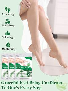 5双装足部去角质面膜，芦荟足部去角质去角质，去除死皮并保湿护理，不含酒精，富含透明质酸和甘油，缓解干燥皲裂的脚后跟，软化粗糙的足部SPA袜，秋冬季皲裂足部护理（男女通用） - 白色 - 查看 9