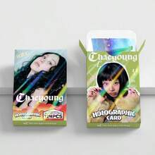 124pcs Laser Chaeyoung Photocard, Sana Photocard, Mini Sticker, LOMO Card Wholesale, Photocard Sticker LOMO Card, Double-Sided Small Card, Boxed Collection Card Photo Card/Greeting Card/Bookmark, LOMO Card Sticker Set, Essential Fangoods For Collection - Red - View 9