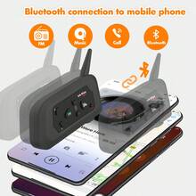 V4 Plus Motorcycle Helmet With Bluetooth Headset, Bluetooth 5.4 Wireless Intercom, Equipped With 800m BT Intercom, 850mAh Battery Capacity, Suitable For 4 Riders To Use Simultaneously - AA - View 3