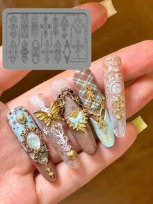 Baroque Vintage Floral Pattern French Window Flower Relief Nail Art Mold, DIY Nail Art Mold - Clear - View 9