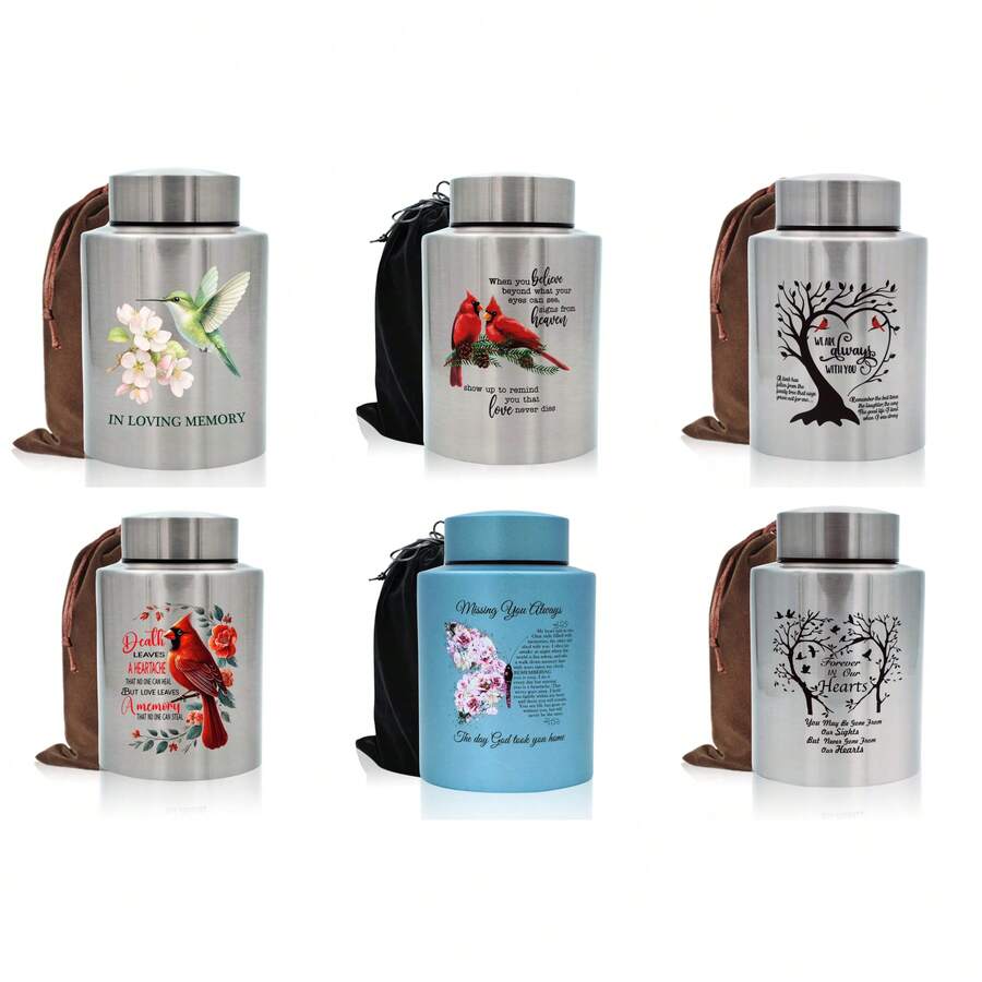 60磅小型骨灰瓮，适用于成人、人类、宠物骨灰，装饰性纪念迷你骨灰瓮，适用于男性、女性、儿童、情侣、猫、狗的遗骸 - 彩色 - 查看 1
