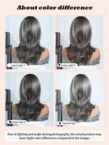 Tóc giả nữ thanh lịch và thời trang, dài 18 inch, màu xám ombre, tóc giả ngắn xoăn tự nhiên có mái, tóc giả tổng hợp chịu nhiệt. Thích hợp cho các lễ hội, du lịch, dạ hội, họp mặt gia đình, diễn viên nhập vai, đám cưới và sử dụng hàng ngày. Đây là món quà lễ hội dành cho các cô gái. - Màu xám ombre - Xem 8