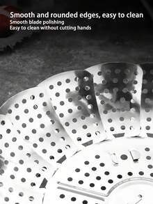 1pc Stainless Steel Large Capacity Versatile Steamer, For Steaming Vegetables - Silver - View 7