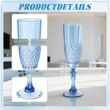 12PCS Blue Plastic Champagne Flutes - Unbreakable Toasting Cups For Holidays Weddings Parties - 藍色 - 查看 3