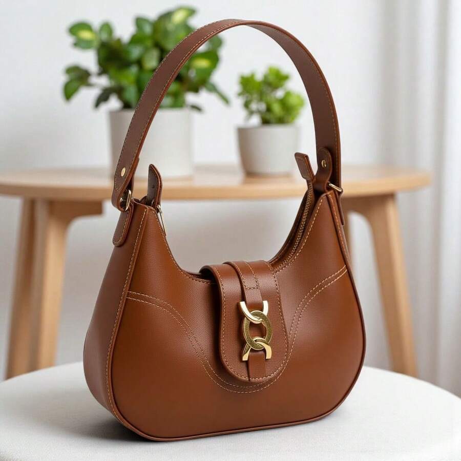 Women's Medium Baguette Shoulder Bag, Stylish And Casual - 鏽棕色 - 查看 1