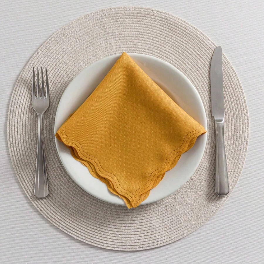 Fabric Napkin Set Of 50 Oxford Laser Finish - 芥末 - 查看 1