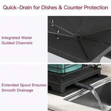 2 Tier Black Large Stainless Steel Dish Drainers Drying Rack For Kitchen Counter With Drainboard Rust Proof Metal Space Saving Modern Aesthetic Compact Plates Strainers With Extra Mat - 黑色 - 查看 5