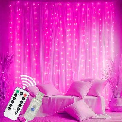 Đèn treo trang trí sân vườn 8 chức năng, có điều khiển từ xa, đèn rèm LED, đèn dây trang trí, đèn rèm phòng ngủ/phòng khách, đèn trong nhà, đèn tự lắp ráp, đèn ngoài trời, đèn rèm USB, trang trí tiệc, đèn trang trí sinh nhật, trang trí Ramadan, trang trí đám cưới, trang trí chiếu sáng nhà cửa, đèn trang trí nhà bếp, trang trí Giáng sinh, trang trí Halloween, trang trí Lễ Tạ ơn