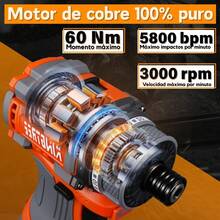 Atornillador De Impacto Inalámbrico 16v 1/4' Con 2*2ah color naranja - Naranja - Ver 4