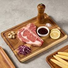 加厚重型长方形硬木砧板 - 易于清洁的厨房和露营砧板，适用于肉类、奶酪、蔬菜、面包 - 开斋节、母亲节、感恩节的理想礼物 - 耐用的家用和户外砧板，食品准备，天然木纹设计，结构坚固，家庭烹饪，切肉，木托盘，可重复使用托盘，木制砧板，肉案板 - 鏽棕色 - 查看 4