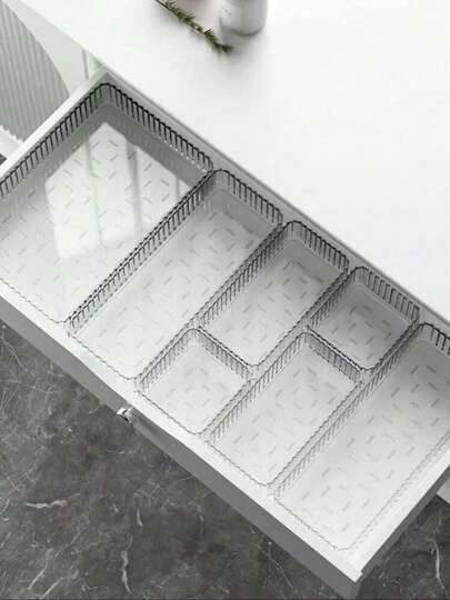 1件/5件套抽屉式化妆品收纳盒，香水收纳罐，梳妆台护肤品收纳盒，透明多尺寸组合乳液和样品收纳盒，非常适合存放化妆品、浴室柜收纳、办公用品整理、厨房用具收纳架