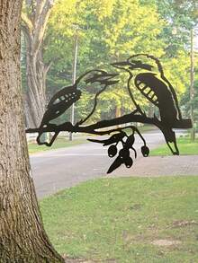 1件金属鸟形装饰品 - 创意户外花园庭院装饰，铁艺树枝艺术品，适合春季栅栏装饰 - 彩色 - 查看 9