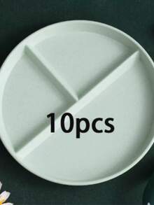 10个/5个/1个套装圆形分隔盘微波炉食品盘水果沙拉托盘厨房，节日，婚礼，生日派对餐具；家庭聚会自助餐盘，派对用品 - 彩色 - 查看 11