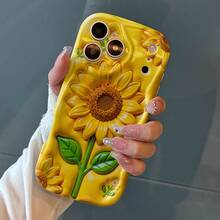 3D-Like Effect 1PC Cute Yellow Sunflower And Green Leaf Pattern Phone Case, Curly Wave Edge Phone Case, Thick Shockproof Phone Case, Cream Style Phone Case Suitable For And 11 12 13 14 15 16 17 Pro Max Air Plus Mini S25 24 22 20 21 A13 15 16 23 24 25 Series Shockproof Clear Back Cover, Halloween, Christmas Holiday Gifts Holiday Phone Accessoriesphone Accsesories. Novelty Cases.'s Best-Selling Phone Cases. Basic Phone Cases. 17 Pro Case. Case. 17 Case. 17 Pro Max Case. Fashion Phone Cases. - 混合色 - 查看 6