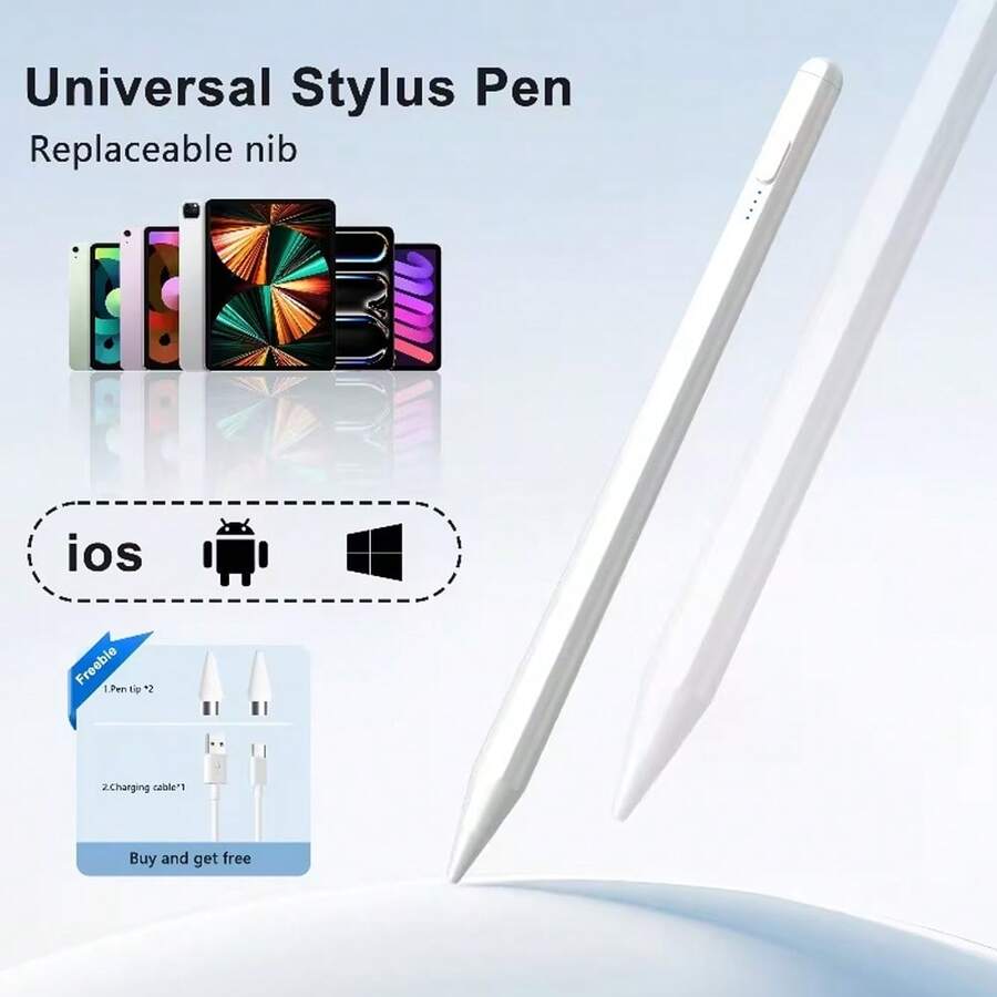 1pc Universal Capacitive Touch Pen, Aluminum Alloy Stylus Pen With Tilt Function, Anti-Palm Rejection, Magnetic, Compatible With Apple/Android Tablets, Includes Replacement Nibs, Compatible With IPhone 17/16/15/14/13/12/11, Compatible With IPad Series