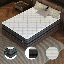 LayRoad Bedroom Furniture, 12/14-Inch Black Queen Mattress, Built-In Memory Foam And Individually Pocketed Springs, Available In Twin, Full, Queen And King Mattress Sizes, With Side Handles For Easy Movement, Fiberglass-Free, Odorless, Highly Breathable, Providing A Comfortable Sleep. - Black - View 8