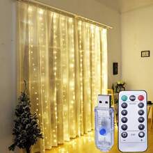 6m/3 metros/2m/1m Luces de cadena LED para cortinas de ventana, alimentadas por USB, luces de ambiente para bodas, Día de San Valentín, dormitorio, sala de estar, decoración de pared, cumpleaños, fiesta (control remoto no incluido) - Luz de cortina USB - Ver 16