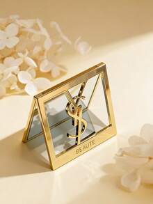 Yves Saint Laurent Duże kwadratowe złote lustro, wysokiej jakości lustro do makijażu z widocznym logo, przenośne do pielęgnacji i codziennego użytku