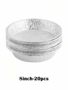 6/7/8 英寸铝箔派烤盘，圆形一次性食品容器，用于烘焙派、甜点、食品和水果，适用于家用空气炸锅，铝箔烤盘，10 个装/20 个装 - 銀色 - 查看 17