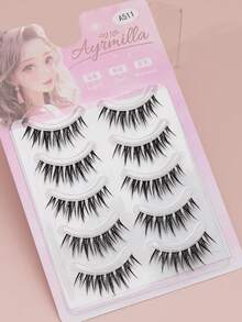 5 Pairs Of Natural False Eyelashes Fluffy And Soft 3D Mink Eyelashes Long Silky Eyelashesdaily Work Meetings Natural False Eyelashes Comfortable To Wear With Eyelashes Hand-Made Wing Elongated Natura Full False Eyelashes Free Eyelash Tweezers And Eyelash Brushes - 黑色 - 查看 5
