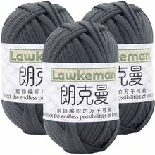 Lawkeman 3 peças/300g Fio de Camiseta de Poliéster de Alta Qualidade, Fio de Crochê e Tricô, Fio Grosso de Poliéster Macio e Elástico, 30m/100g por Rolo - Ideal para Projetos DIY, Chinelos, Cestas, Tiras de Tecido, Sacolas Artesanais Tecidas à Mão, Brinquedos, Sapatos, Tapetes, Cestas de Armazenamento - Multicolorido - Visão 29