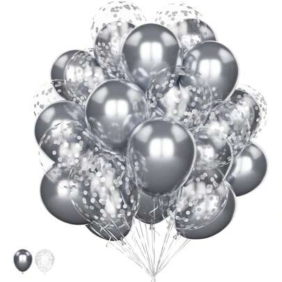 20个10/12英寸金属色乳胶气球，带五彩纸屑，适用于生日、婚礼、周年纪念、毕业典礼、婴儿派对装饰