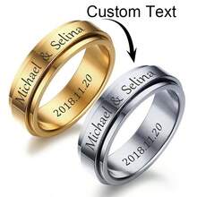 2pcs Personalized Heart-Shaped Rings, Couple Rings, Romantic Double-Sided Engraved Rings, Letter Rings, Stainless Steel Jewelry, Anniversary Love Promise Rings, Wedding Rings, Valentine's Day, Christmas, Halloween Gifts