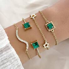 Hollow Round Inlaid Diamond Heart Bracelet Rhinestone Heart Eye Bracelet Set For Women 5 Pieces Perfect For Women On Valentine's Day, Dates, Outings, And Daily Wear - S1305 - 查看 7
