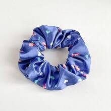 Satin Printed Scrunchie Small Heart Ponytail Hair Tie 2026 New Model - Trái tim đỏ thẫm - Xem 10