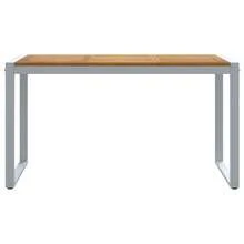 vidaXL Mesa de jardim para refeições cinza 140 x 80 x 75 cm - Cinza - Ver 5