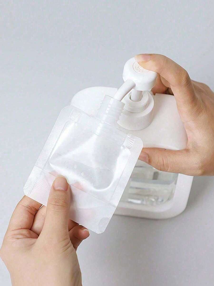 1/5/10pcs Travel Refillable Bags, Cosmetic Lotion Bottle Sample Bags, Portable Transparent Facial Cleanser Refill Bottles, Shampoo Liquid Refillable, Lotion Refill Bags, Reusable Flat Travel Bottles Set 1.01oz/1.69oz/3.38oz, Travel Essentials