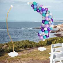 RibasuBB Upgraded Balloon Arch Stand Kit In Gold, Includes 1.5m & 2.5m Bendable Frames With Complete Accessories For Event Decor - A - View 8