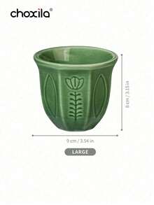 choxila 1pc Green Embossed Tulip Ceramic Cup, Middle Eastern Style Coffee Cup, Saudi Style Tea Cup, Water Mug, Suitable For Home, Restaurant, Yard, Coffee Corner, Ramadan Gift, 3 Size Options - Cup - View 10