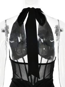 Women's 2026 New Arrival Sexy Dress - Tie - Up Detail, Backless, Ruched & Bodycon Style - màu đen - Xem 8