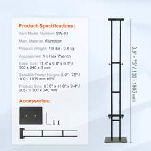Poster Stand  Adjustable Height Up To 75   Double-Sided Heavy Duty Pedestal Sign Holder  Floor Standing Sign Holder Banner Stand With Shock-Absorbing Base For Display  For Board And Foam  Black - màu đen - Xem 7