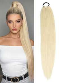 18-32 Inch Ponytail Wig, Multi-Functional Elastic Band Black Ponytail, Long Straight DIY Wrap-Around Ponytail, Soft & Natural Synthetic Ponytail - Multicolor - View 55