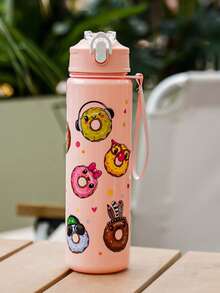 1pc 750ml/26oz Cute Donut Pattern Tumbler Bottle With Straw, 10 Styles Available, Woven Handle, Portable & Durable, Suitable For Outdoor, Travel, Sports, Holiday & Birthday Gift - Multicolor - View 20