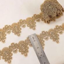1码刺绣蕾丝花边饰带花朵面料蕾丝丝带领口缝纫用品工艺DIY花边婚纱贴花装饰 - 金色 - 查看 2