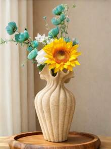 1个法式复古风格花瓶，仿石纹理装饰花瓶，适用于客厅/餐桌家居装饰 - 彩色 - 查看 8