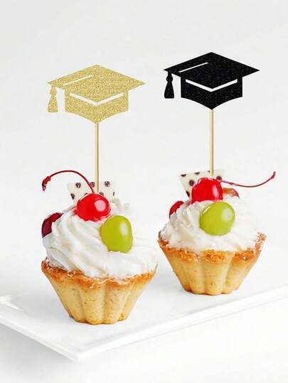 24件套毕业蛋糕装饰 - 闪光毕业帽和毕业证书蛋糕装饰 - 2026届毕业派对蛋糕装饰