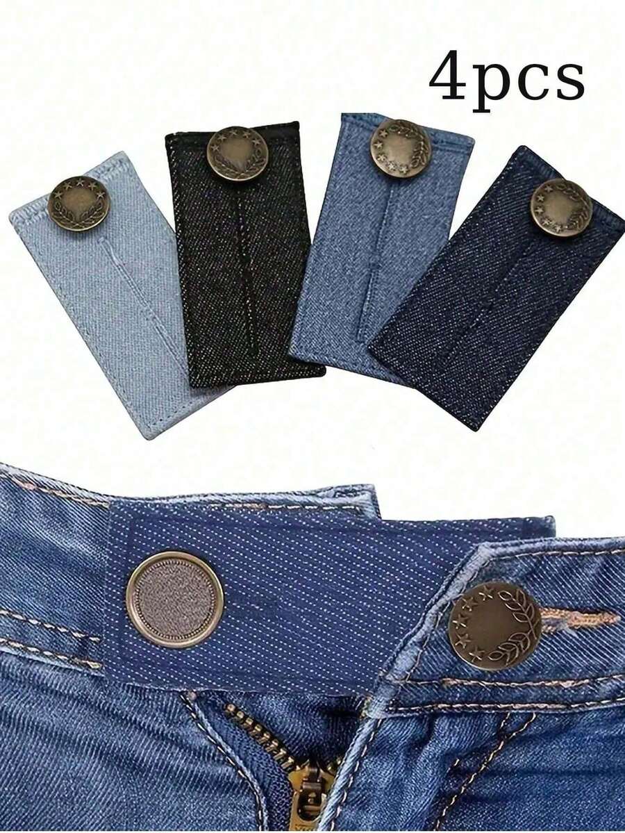 10pcs Adjustable Denim Jeans Button Extender Elastic Waist Belt, Minimalist Style, Suitable For Women Jeans And Skirts - Multicolor - View 1