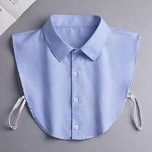 One Size Fake Shirt Collar Dickey For Women, Detachable Button-Up Collar For Layered Outfit Styling - Màu xanh nhạt - Xem 1