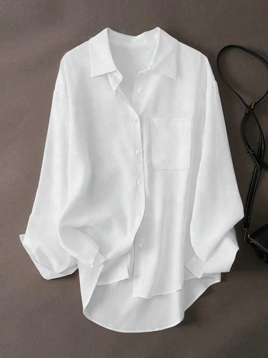 Women's Casual Loose Long Sleeve Shirt, Suitable For Work And Commute, Spring/Autumn White - White - View 1